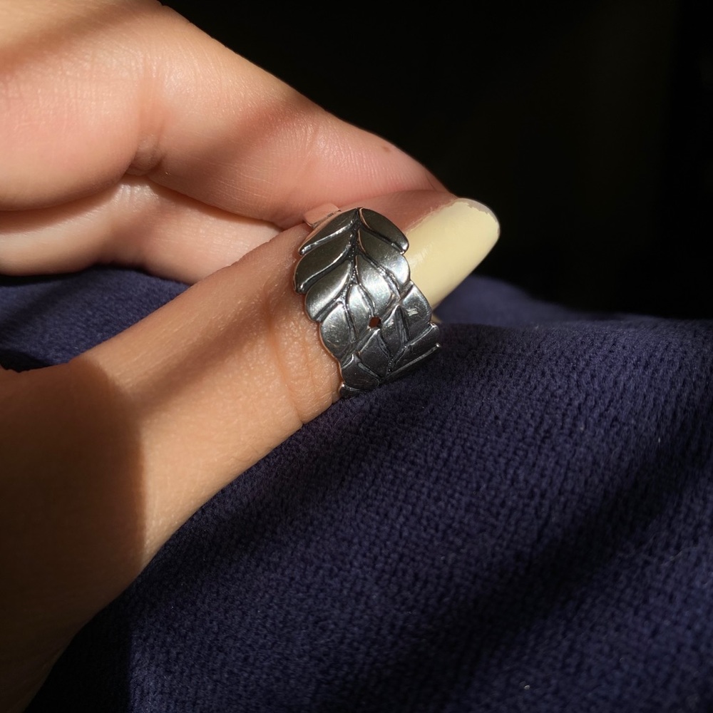 Sterling Silver 950 Peruvian Leaf Ring - image 8